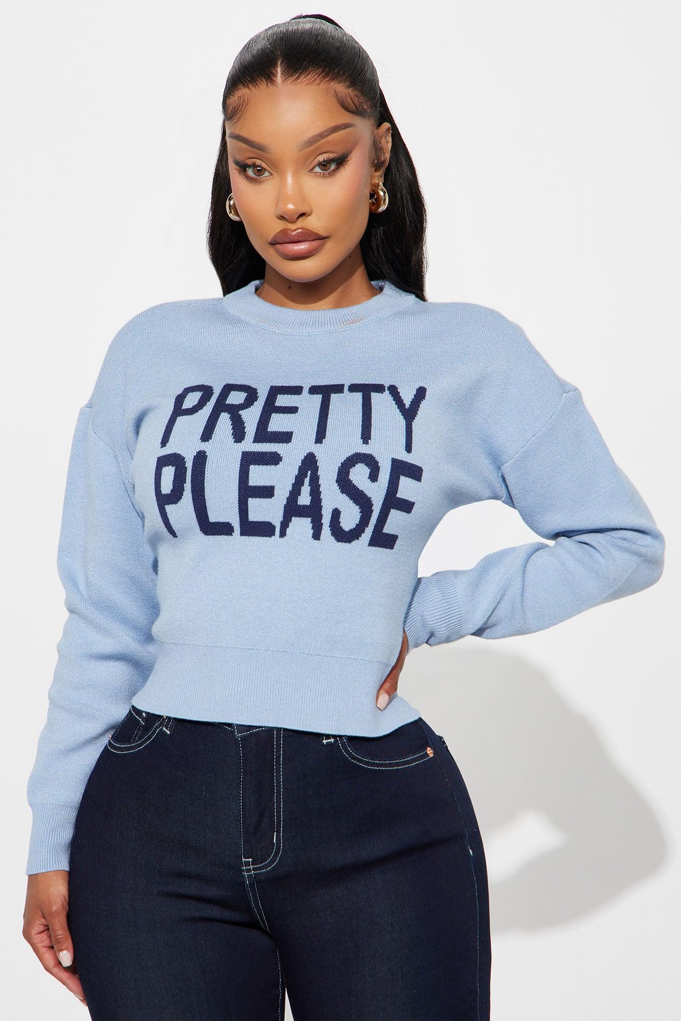 Pretty Please Pullover Sweater - Blue/combo Female Product Image