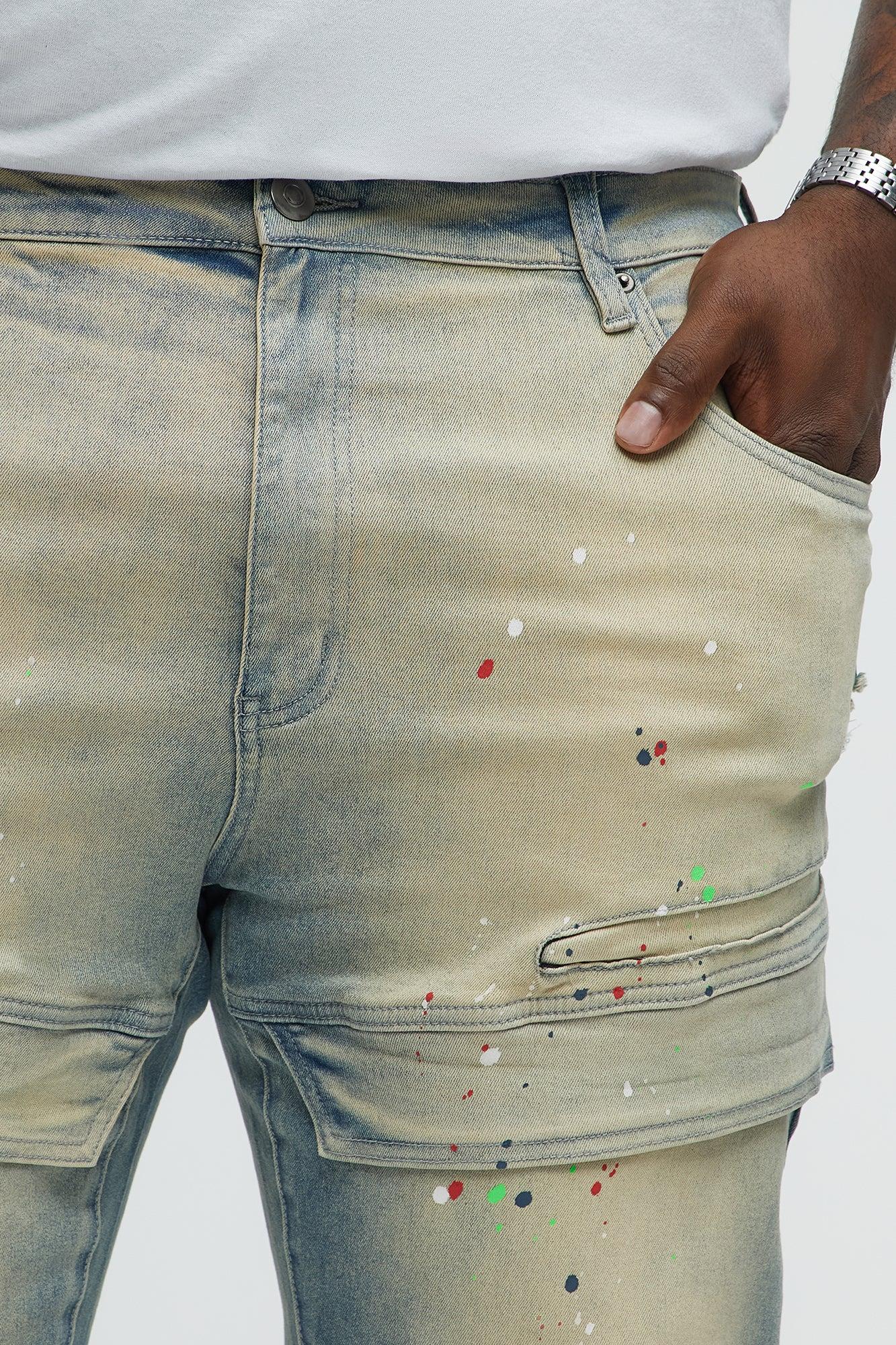 Made It Paint Splatter Skinny Jeans - Light Blue Wash Product Image