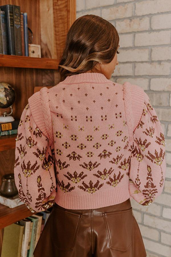 Vail Views Pearl Embellished Knit Sweater in Pink Product Image