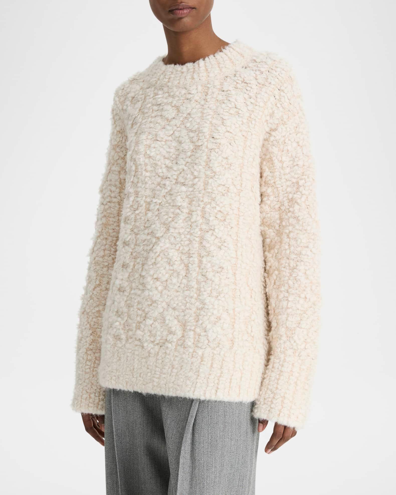 Textured Cable-Knit Crewneck Sweater Product Image