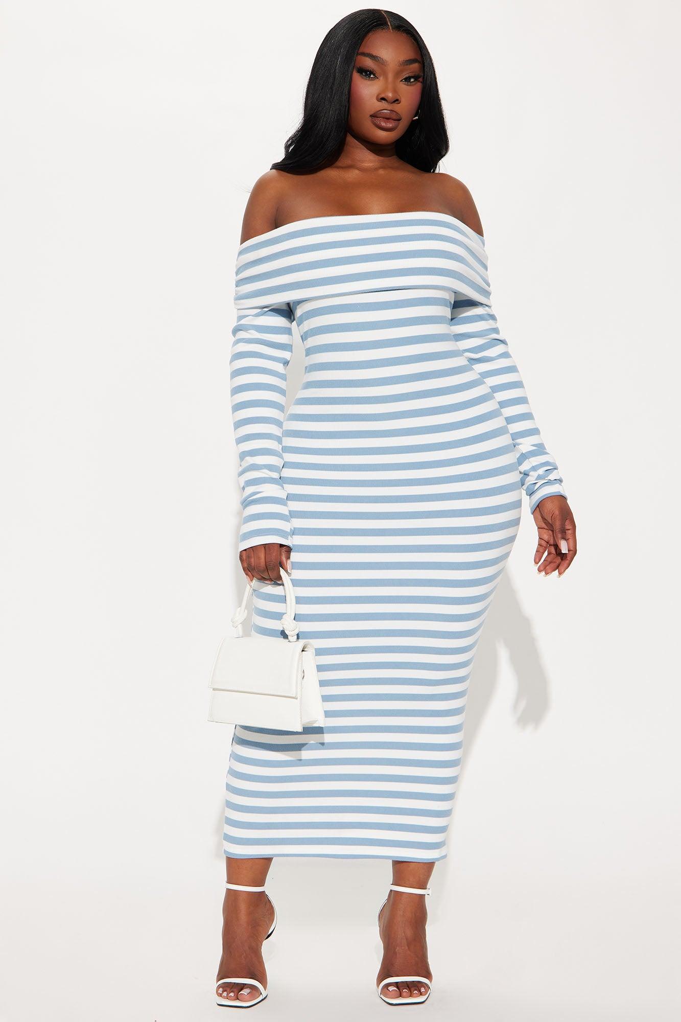 True Masterpiece Striped Midi Dress - Blue/combo Product Image