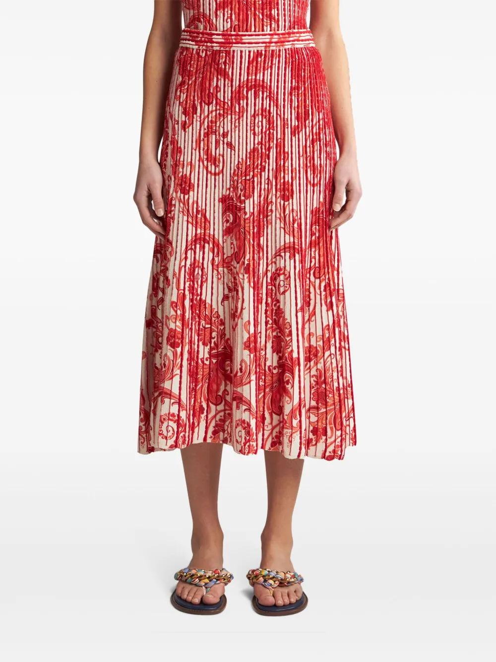 paisley-print pleated midi skirt Product Image