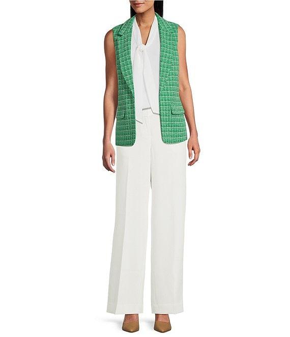 Kasper Tweed Notch Collar Sleeveless Vest Product Image
