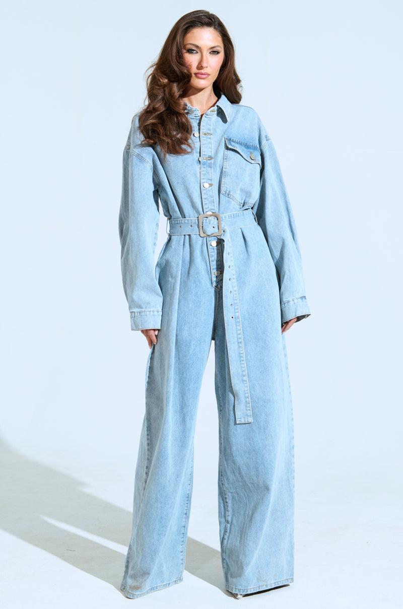 NOT TODAY EXTREME OVERSIZED DENIM JUMPSUIT Product Image
