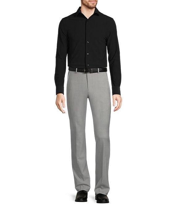 Collezione Eurojersey Slim-Fit Stretch Solid Textured Long Sleeve Woven Shirt Product Image