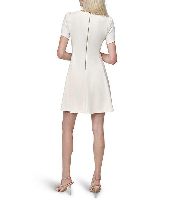 DKNY by Donna Karan Petite Size Crew Neck Short Tulip Sleeve Fit and Flare Dress Product Image