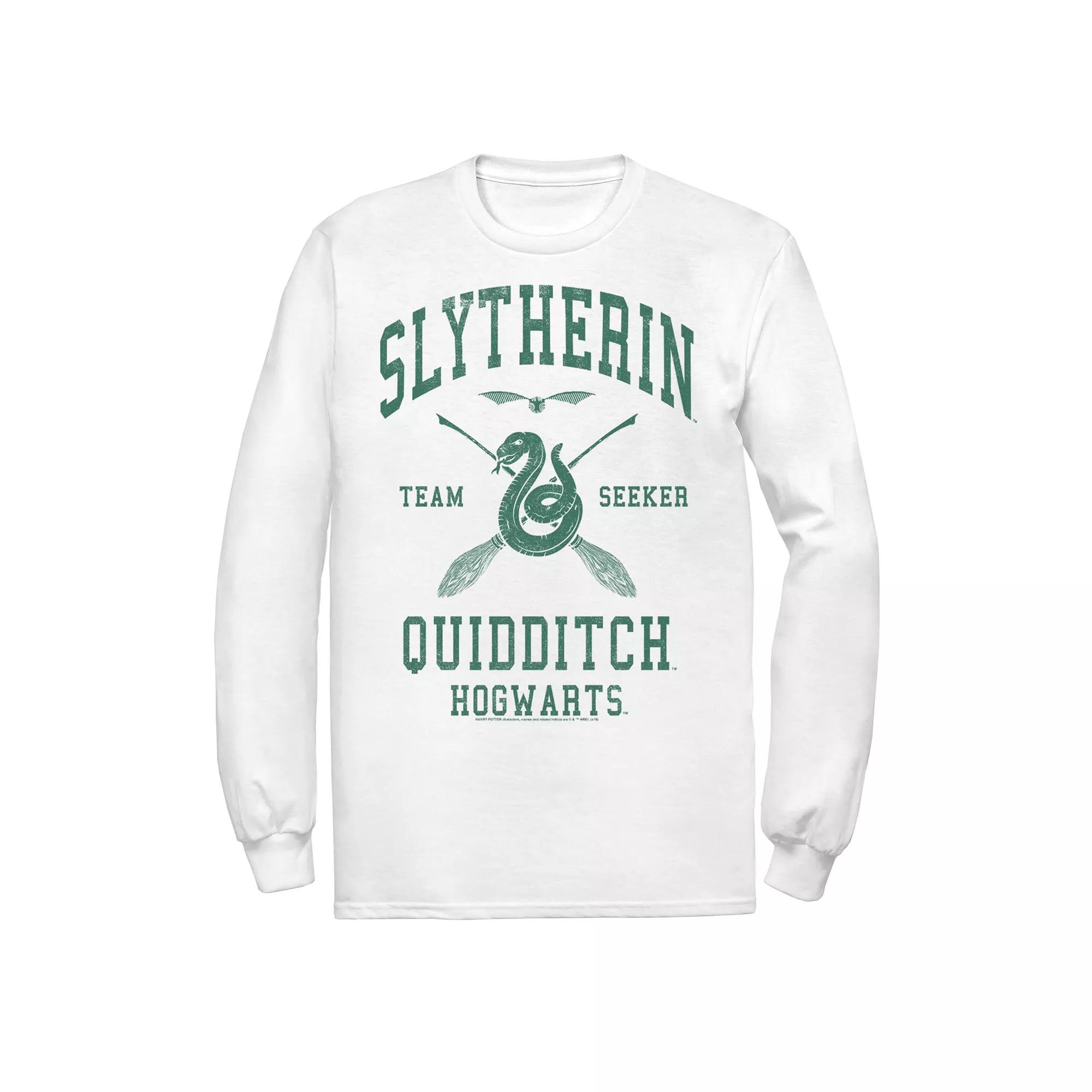 Men's Harry Potter Slytherin Team Seeker Text Long Sleeve Graphic Tee, Size: Large, White Product Image