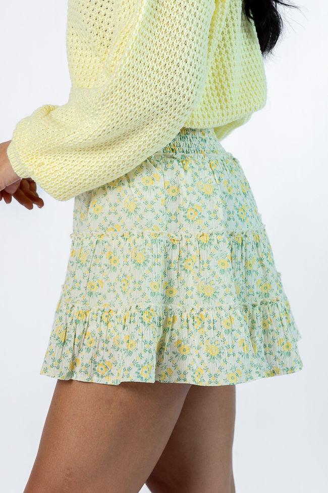 Through The Garden Ivory and Yellow Mini Skort FINAL SALE Product Image