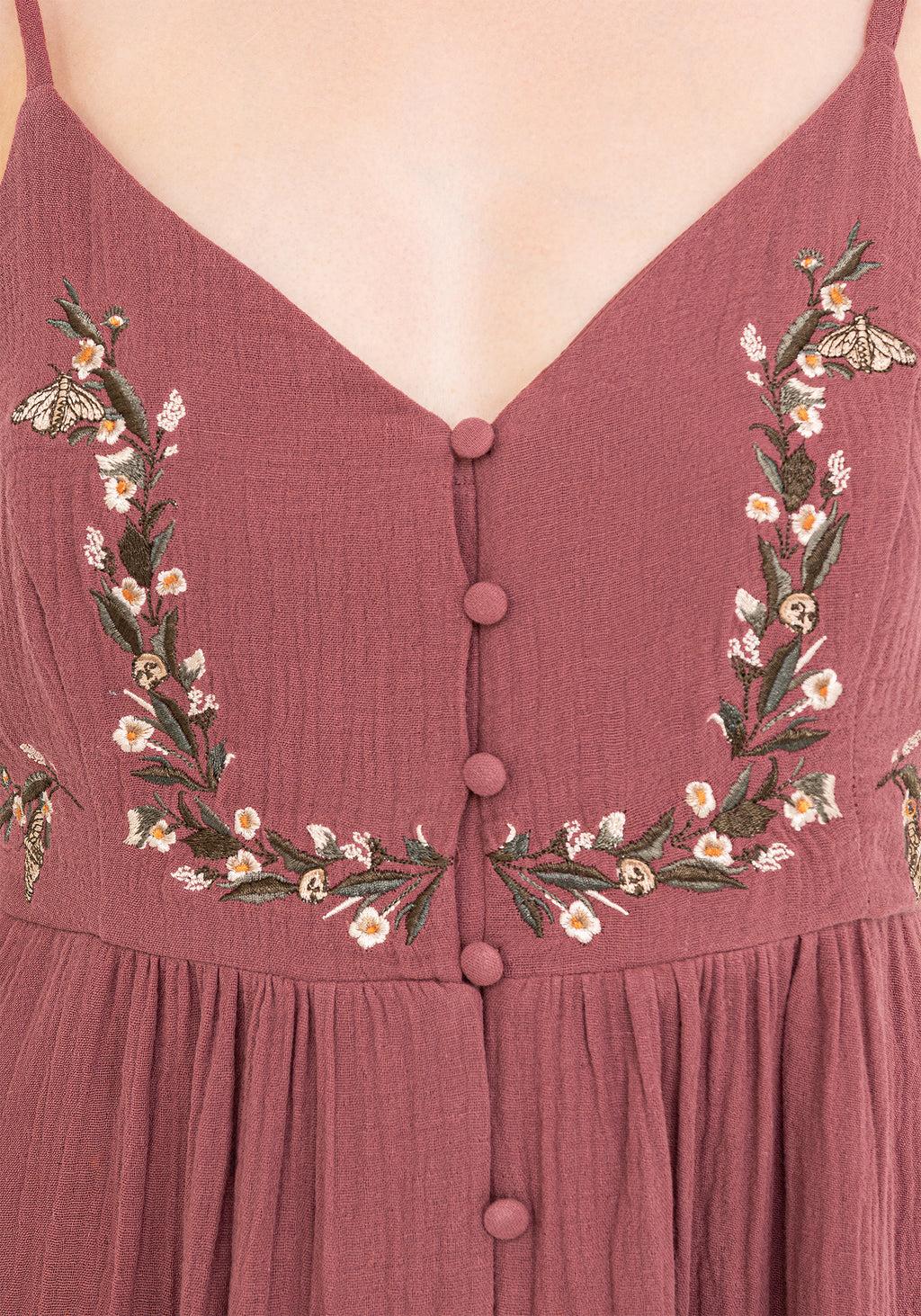 Abundance Cotton Floral Embroidered Bodice Cami Midaxi Dress Product Image