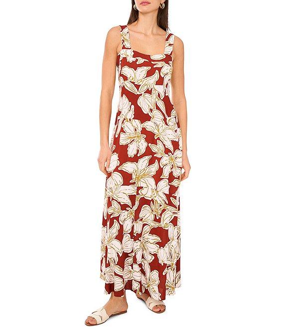 Vince Camuto Printed Square Neck Sleeveless Shift Maxi Dress Product Image