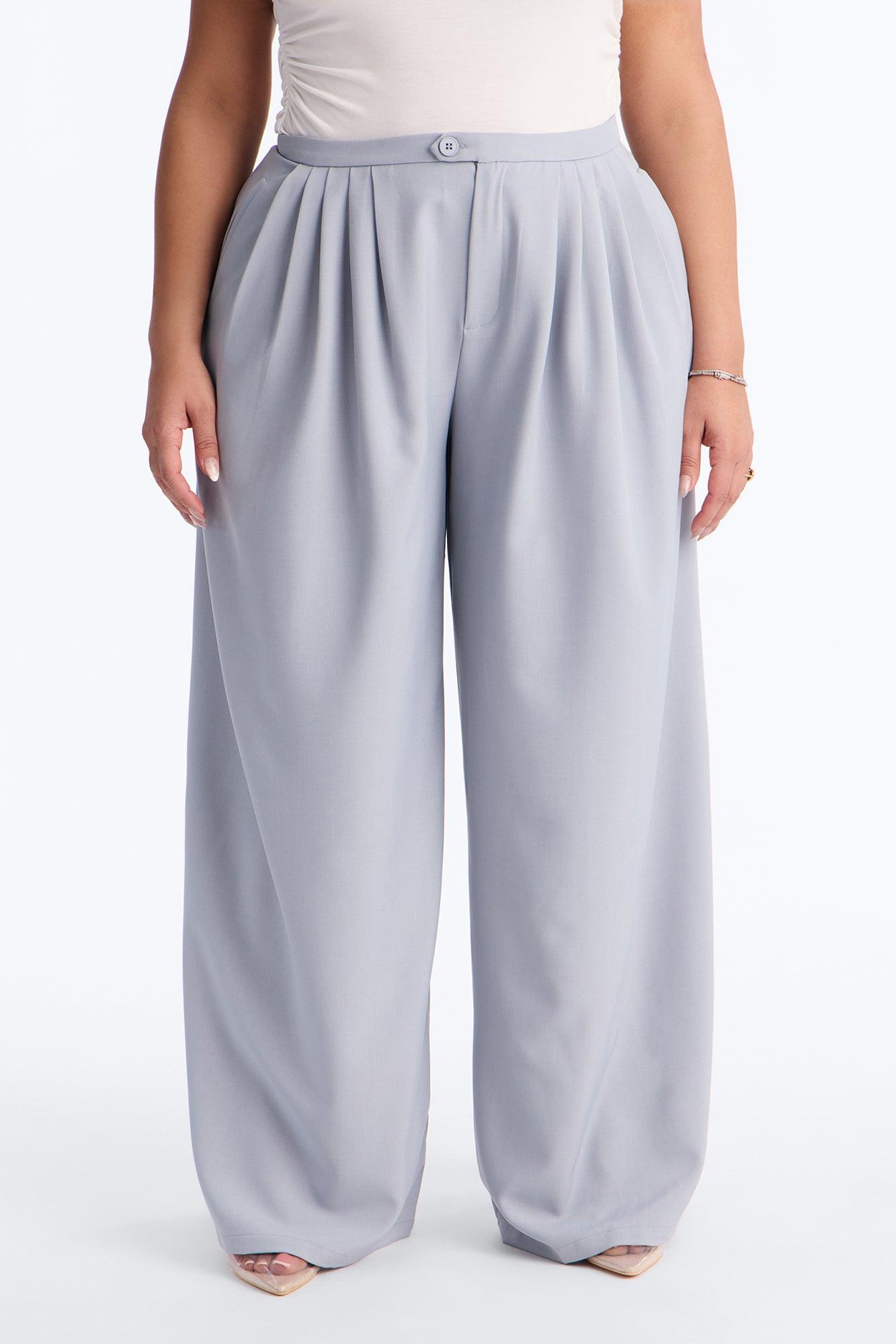 Power Moves Daily Pleated Low Rise Trouser 33″ - Blue Female Product Image