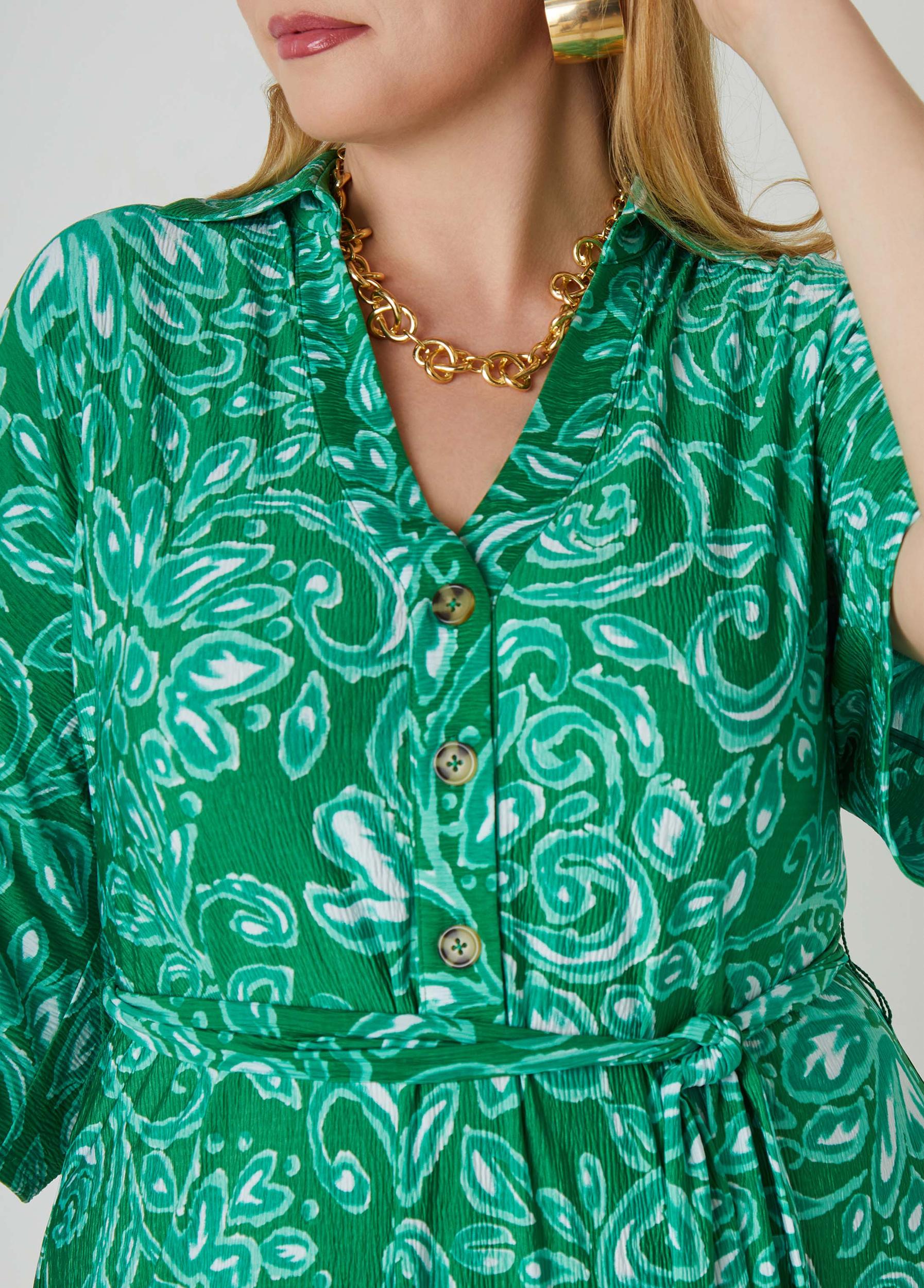 Textured Floral Print Shirtdress Product Image