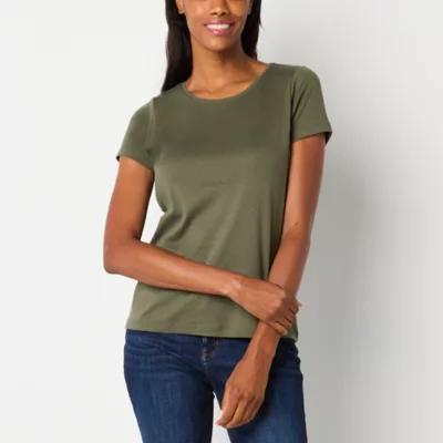 St. John's Bay Womens Crew Neck Short Sleeve Tall T-Shirt Product Image