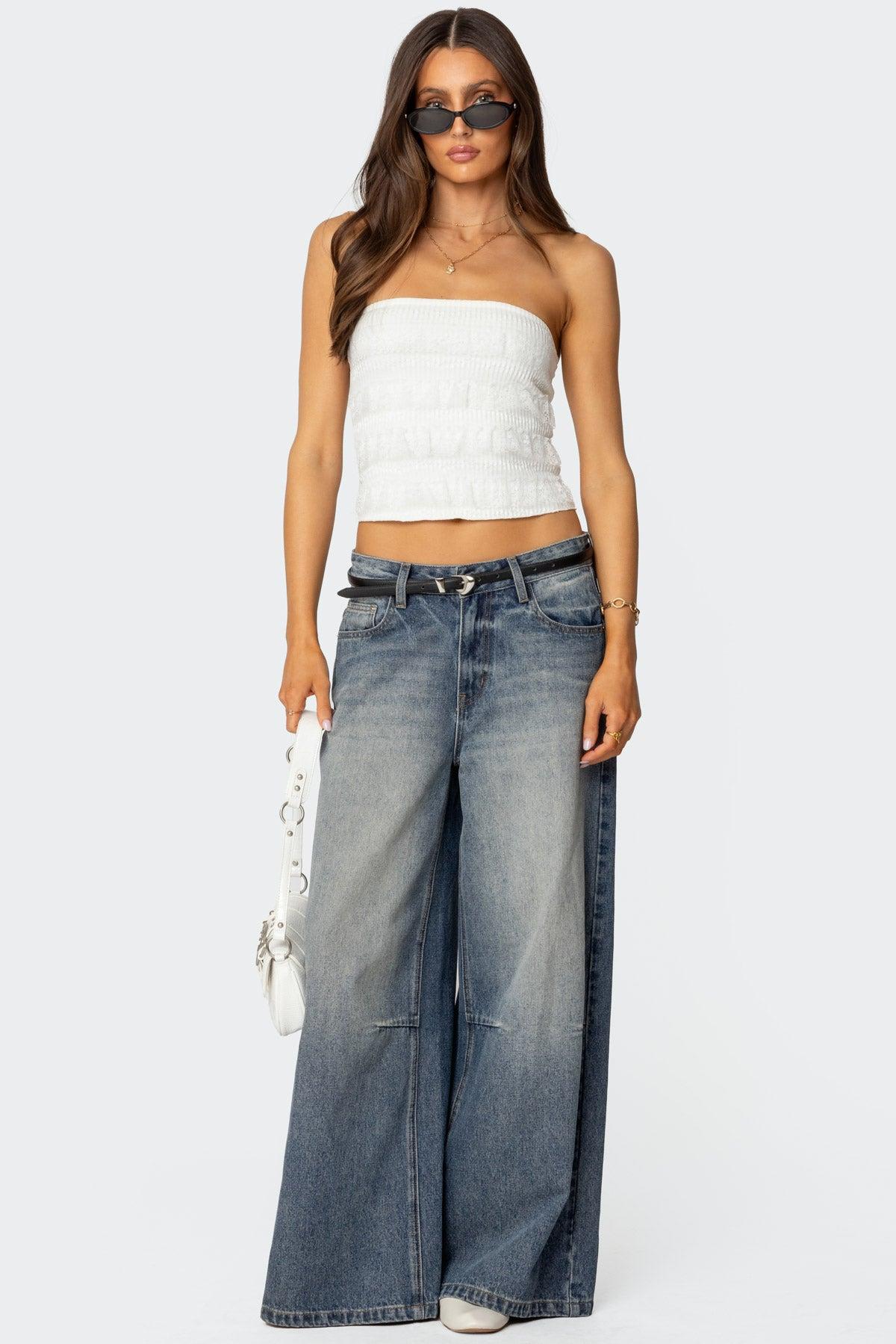 Georgette Lacey Ruffle Tube Top Product Image