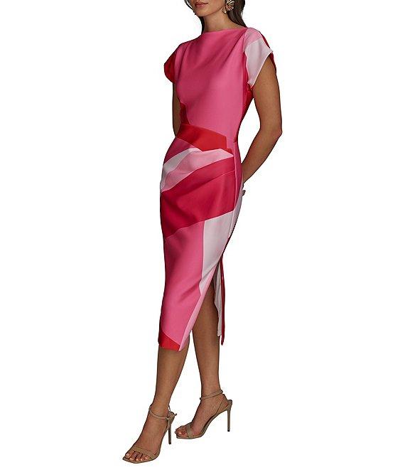 Donna Karan Scuba Boatneck Cap Sleeve Midi Sheath Dress Product Image