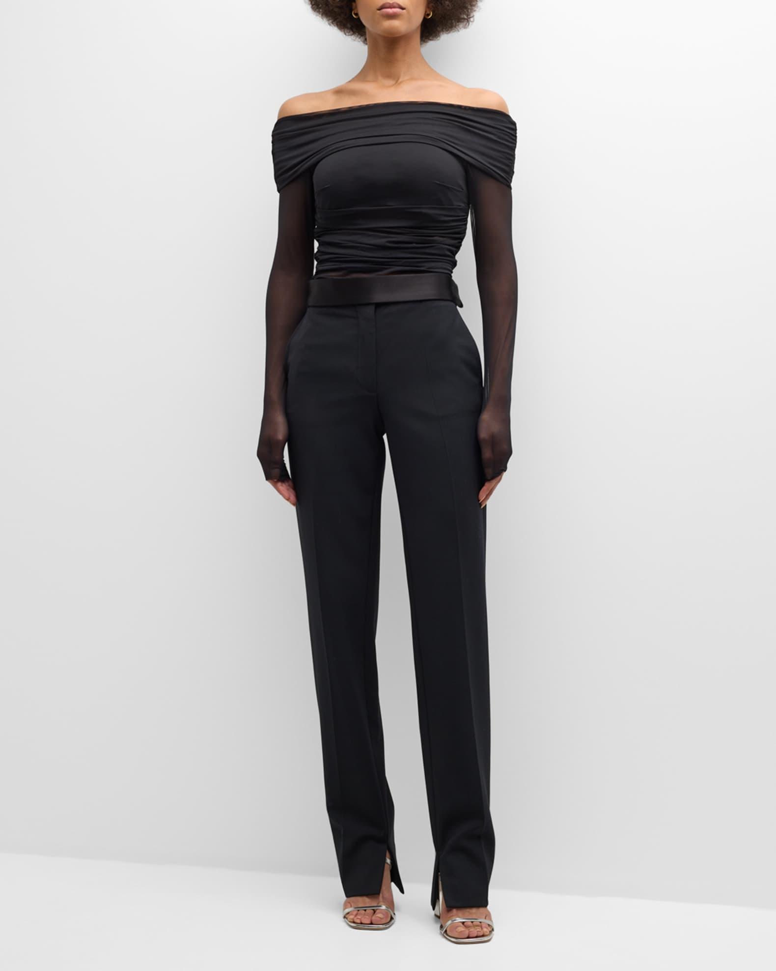 Isadola Ruched Mesh Crop Top Product Image