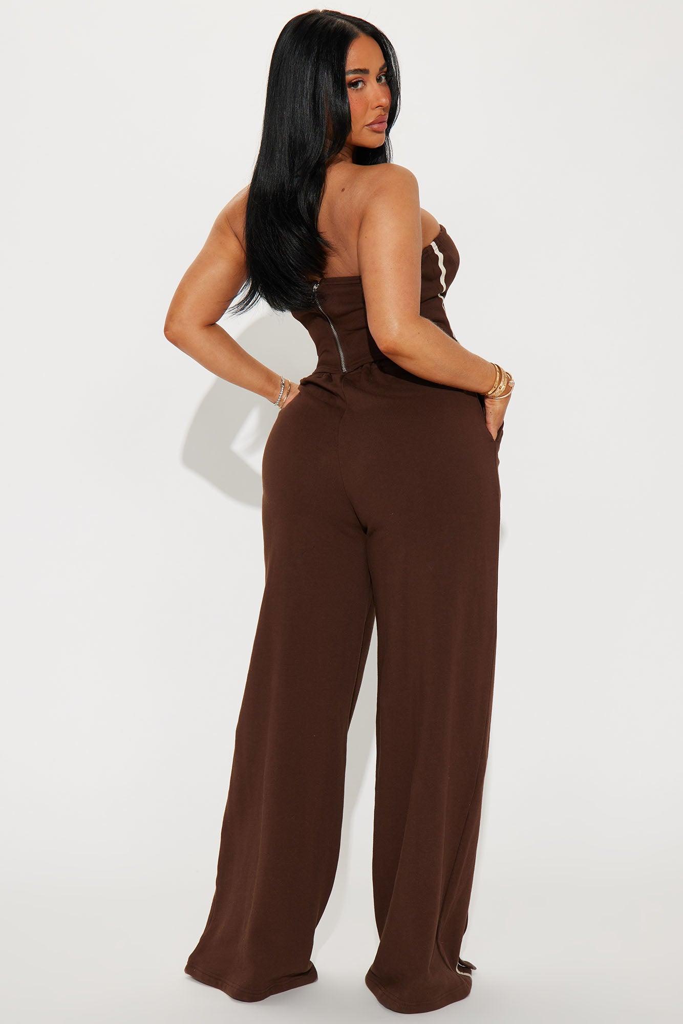 Sara Fleece Track Pant Set - Chocolate Female Product Image