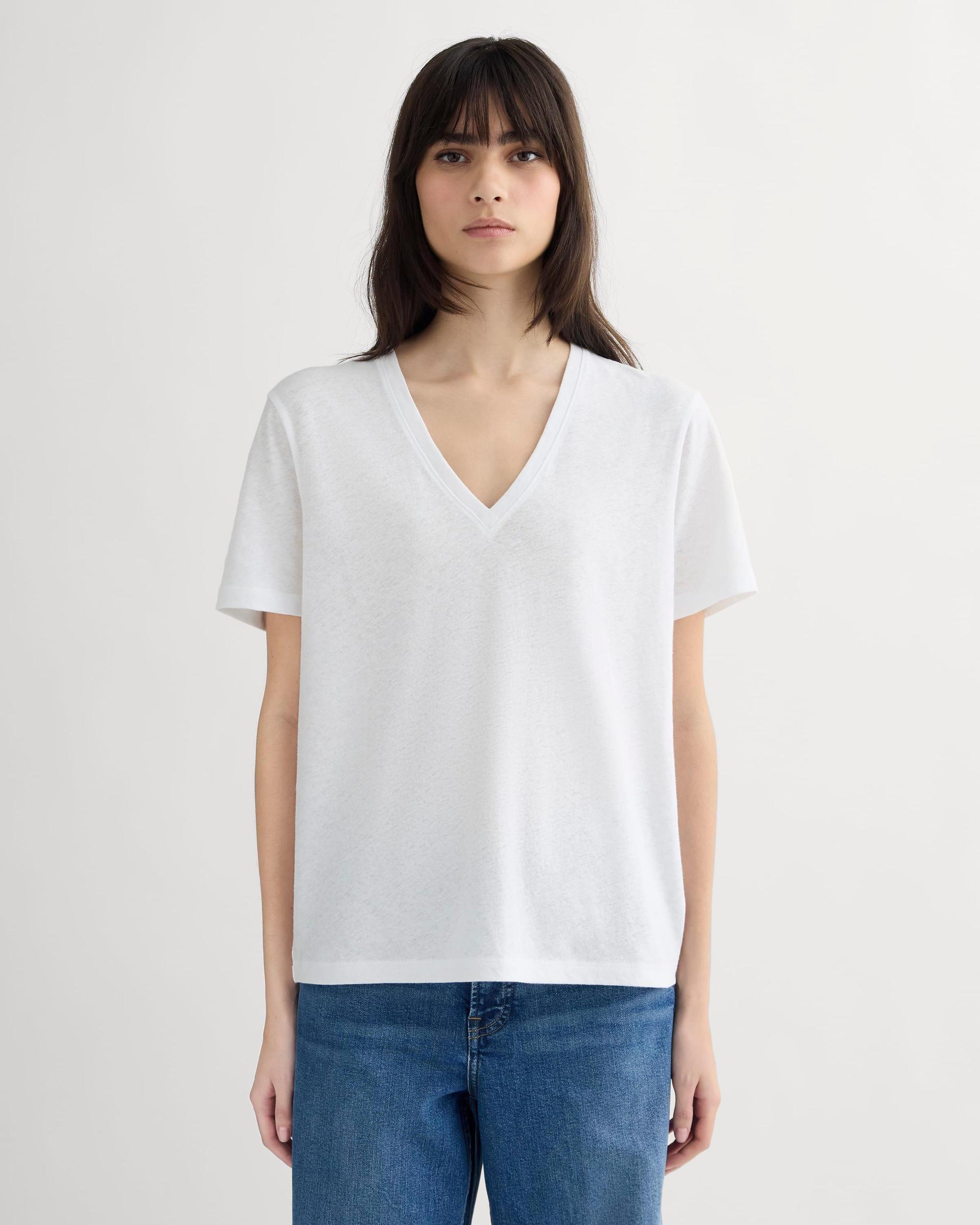 Womens Slouchy V-Neck T-Shirt in Cotton Linen by Everlane Product Image