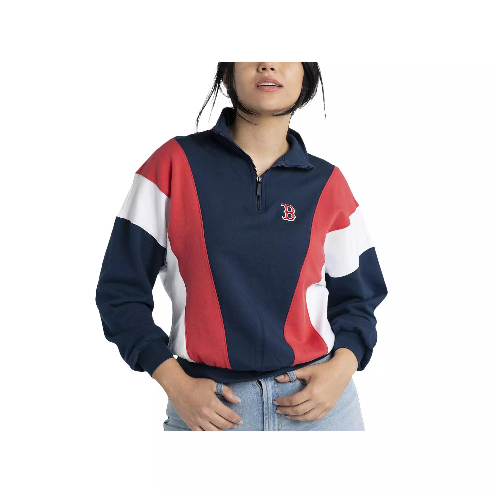 Women's Lusso Navy Boston Red Sox Malia Quarter-Zip Sweatshirt,  Product Image