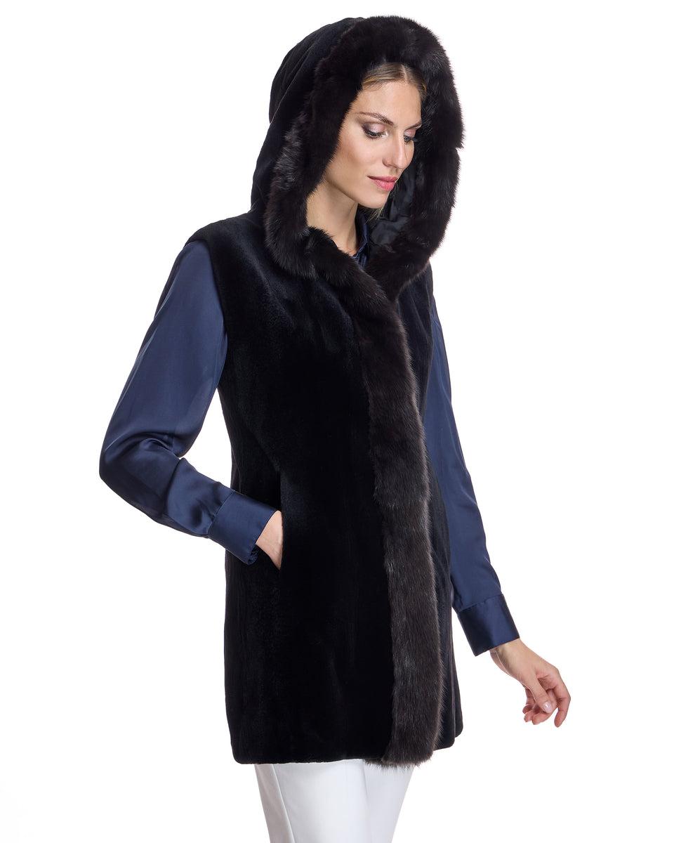 Reversible Sheared Mink & Sable Section Vest Product Image