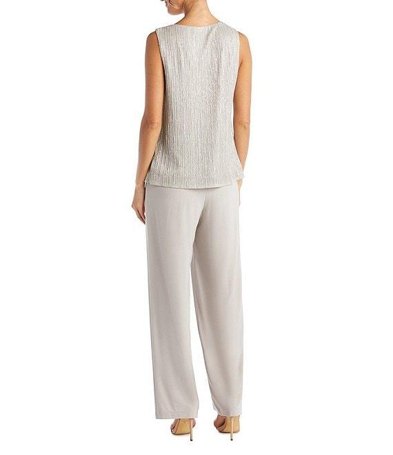 R & M Richards Metallic Crinkle 3-Piece Pants Set Product Image