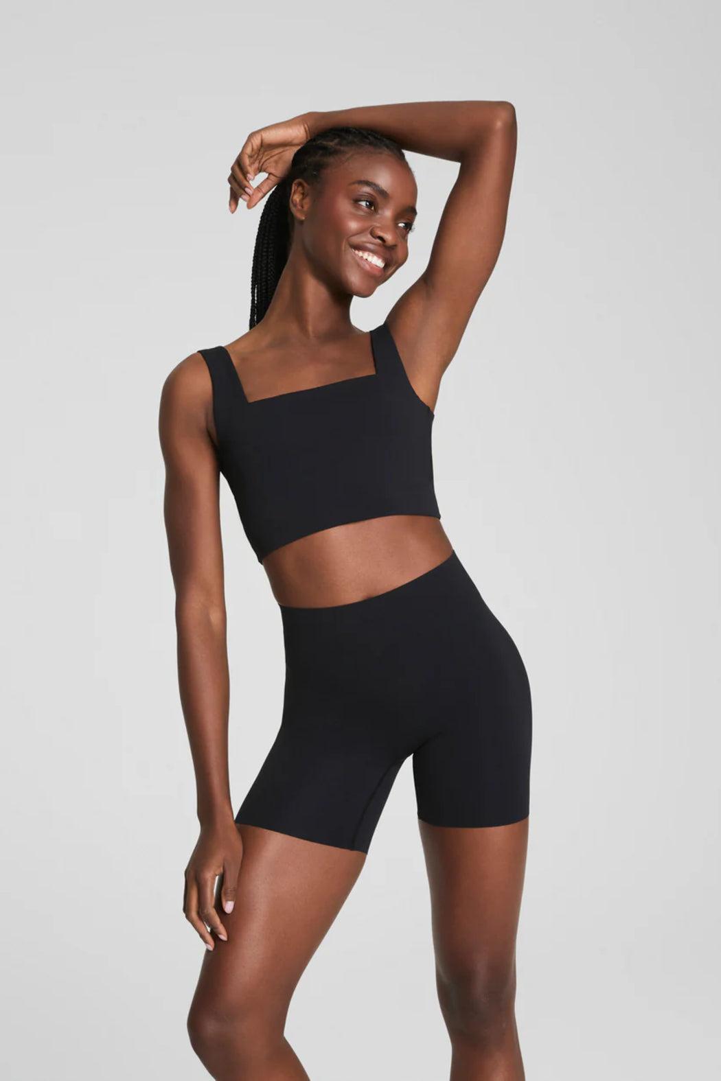 Cropped Square Neck Shelf Tank- Very Black Product Image