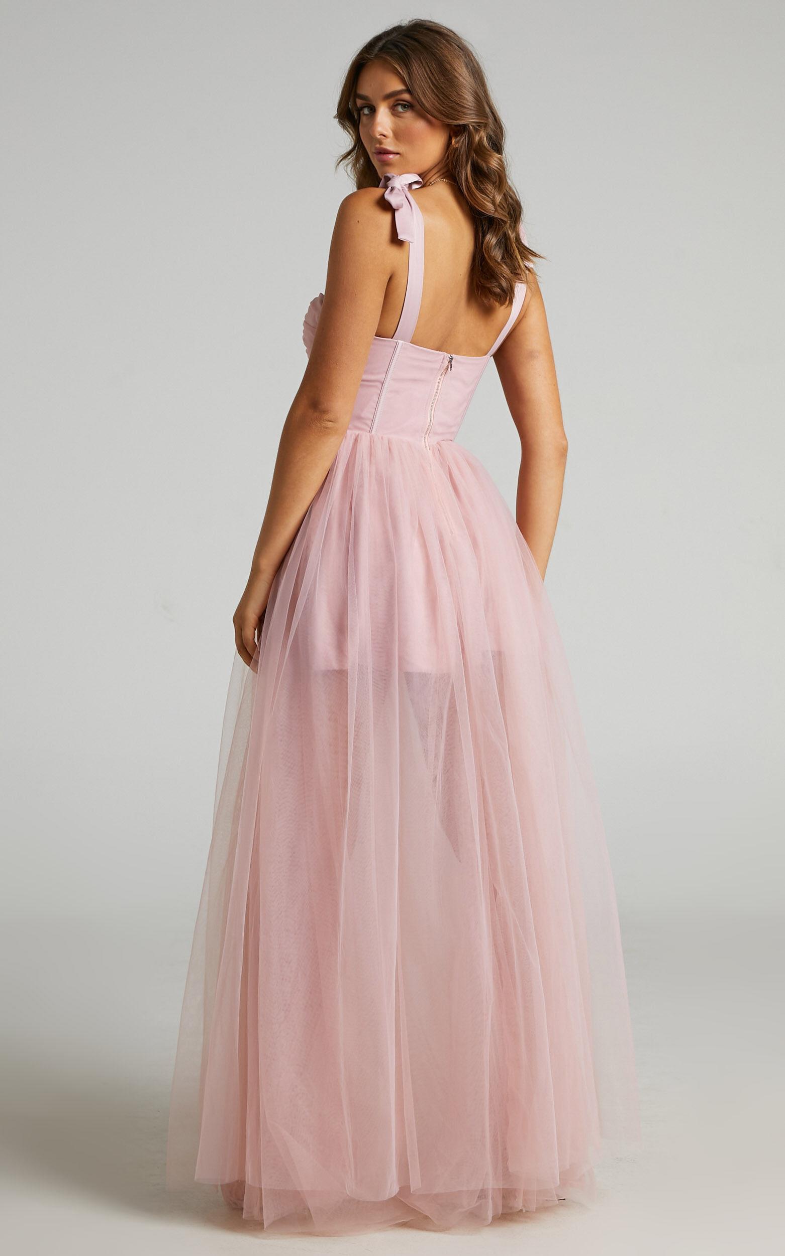 Emmary - Bustier Bodice Tulle Dress in Pink Product Image