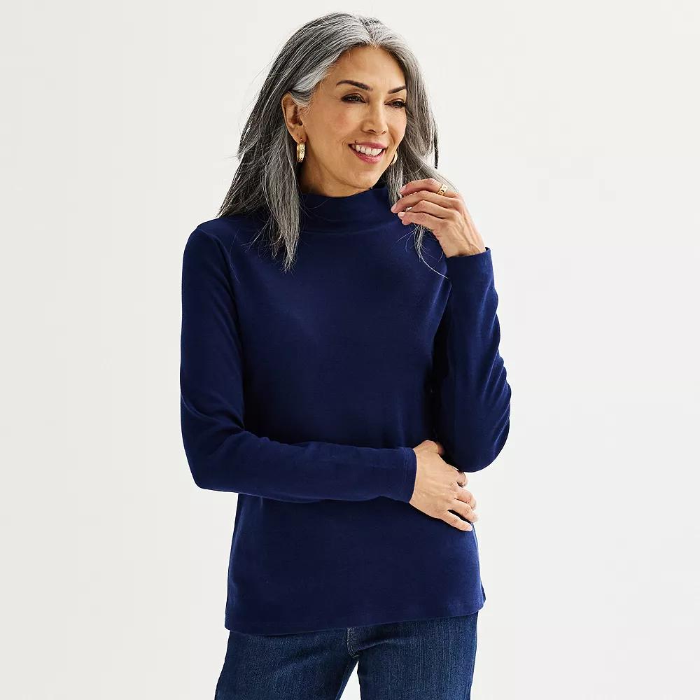 Women's Croft & Barrow® Essential Long-Sleeve Mockneck Top,  Product Image
