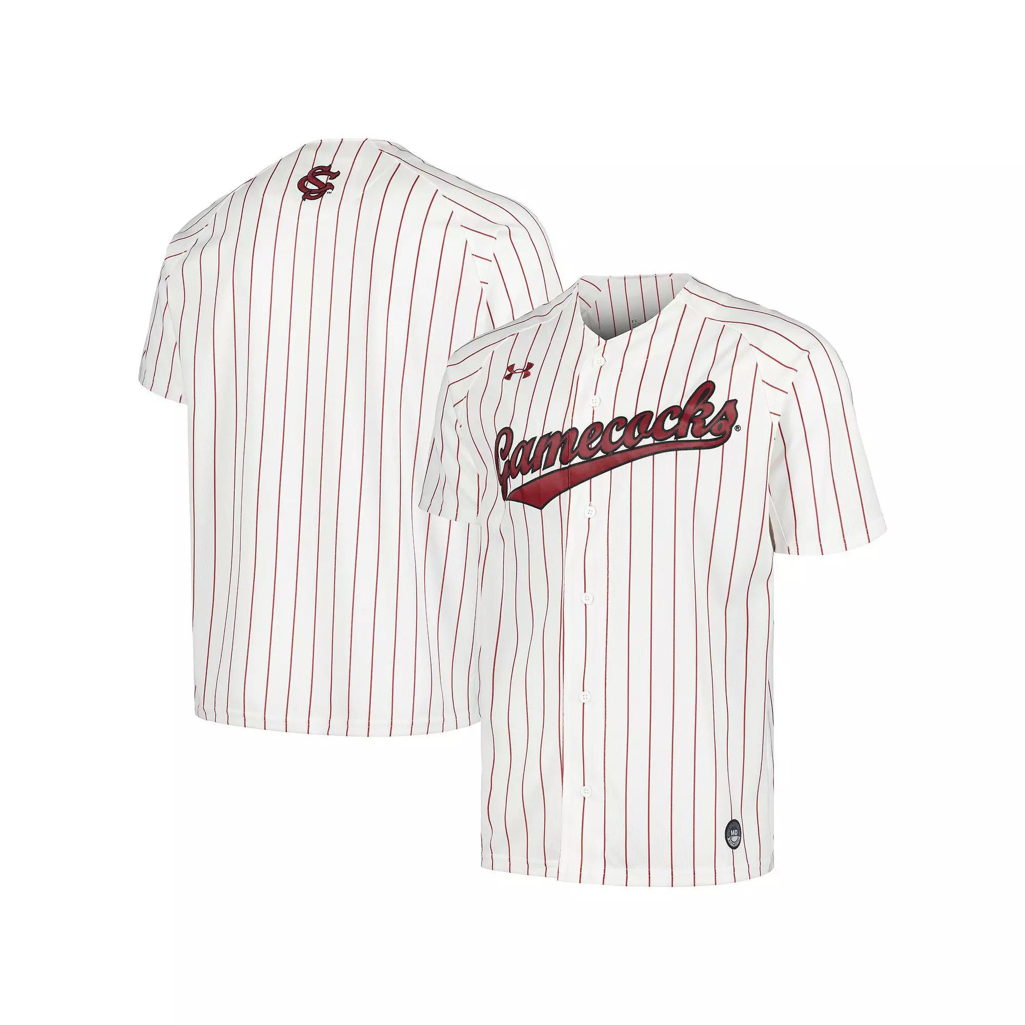 Men's Under Armour White South Carolina Gamecocks Softball V-Neck Jersey, Size: XL Product Image