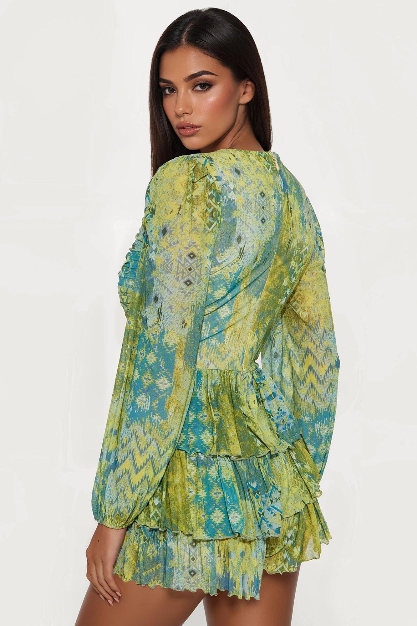 Victoria Ruched Mesh Romper - Sage/combo Female Product Image