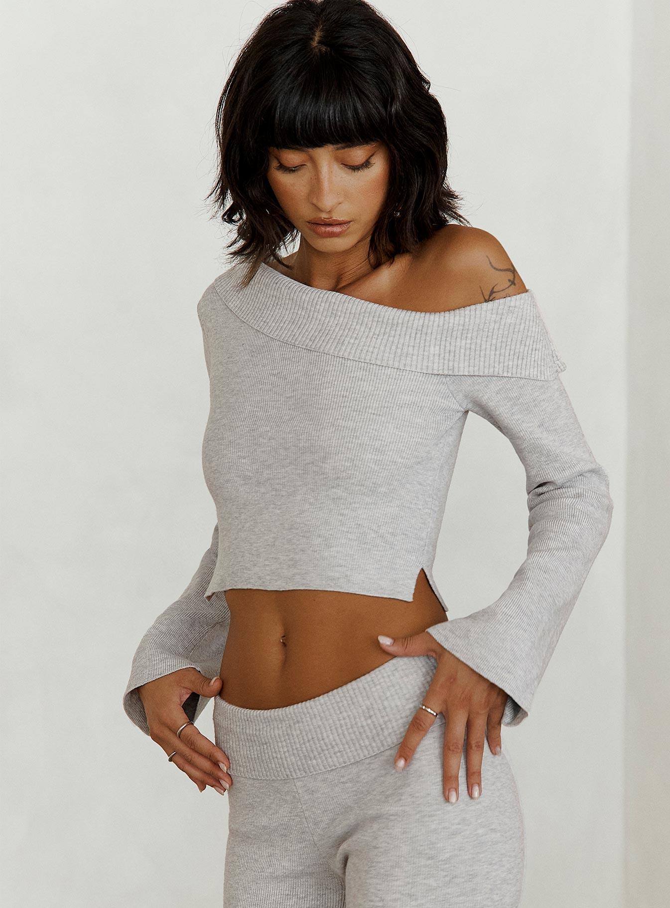 Sina Off The Shoulder Top Grey Product Image