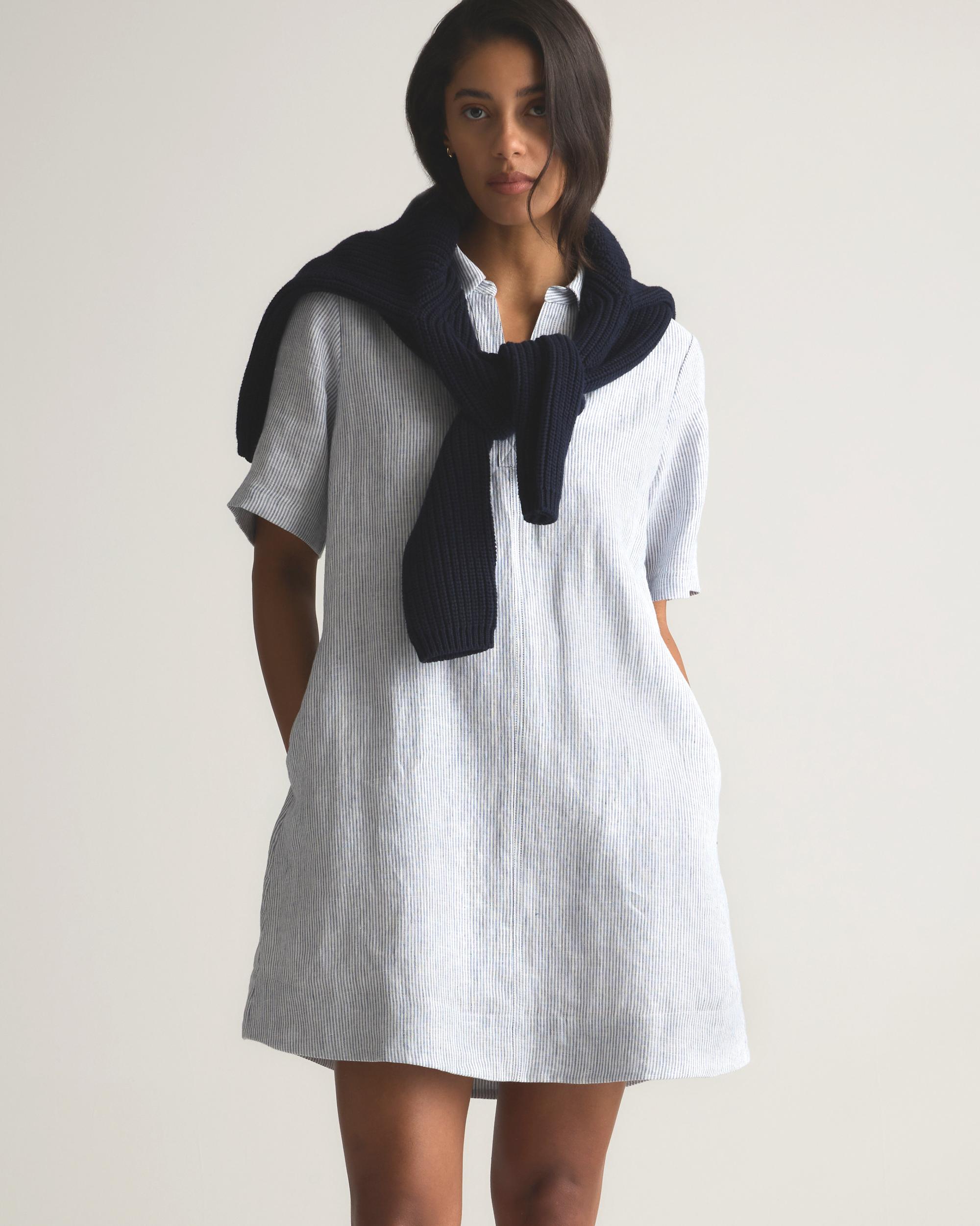 Quince | Women's 100% European Linen Popover Mini Dress Product Image