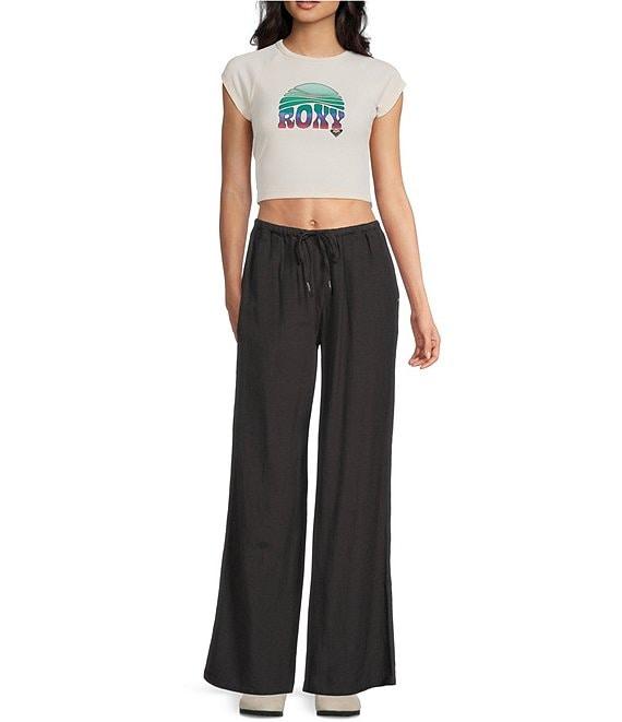 Roxy Lyla Low Rise Drawstring Pull-On Wide Leg Pants Product Image