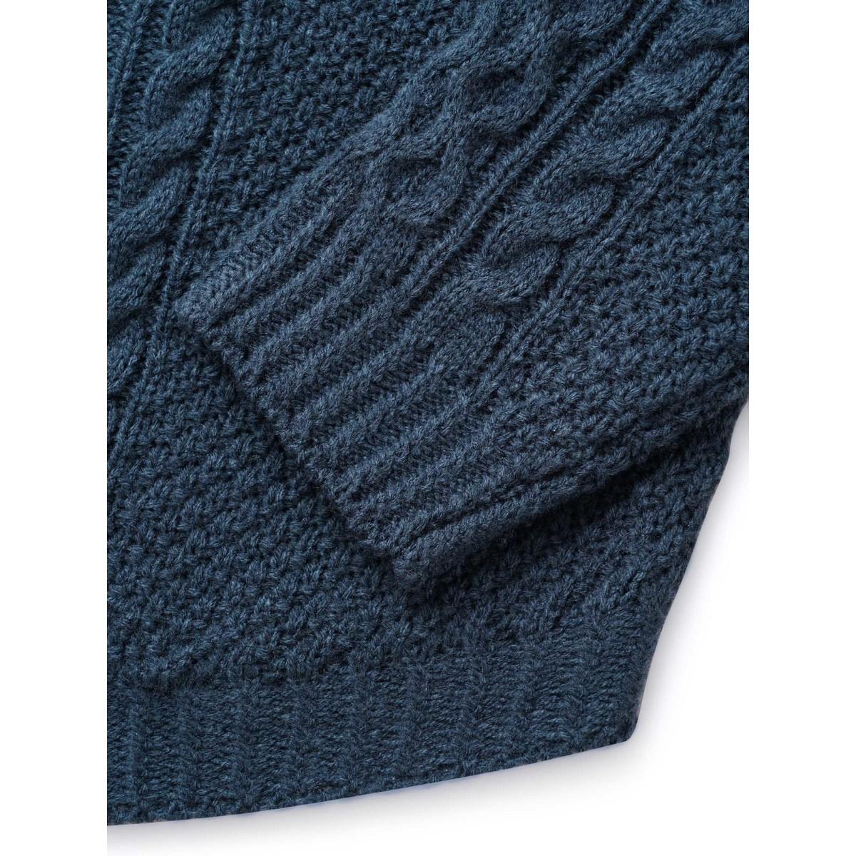 Plus Size Floral Jacquard Raglan Sleeve Pullover Indigo Women Leisure Long Sleeve Round Neck Casual Pullovers BloomChic 28/5X Product Image