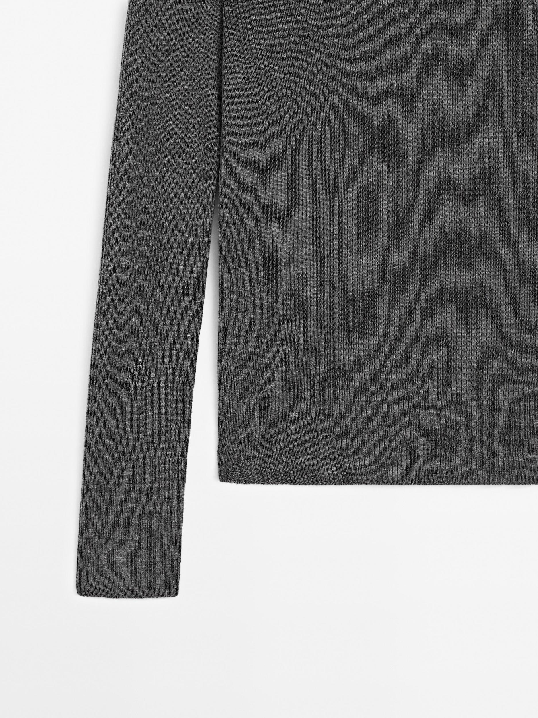 Ribbed knit wool blend sweater Product Image