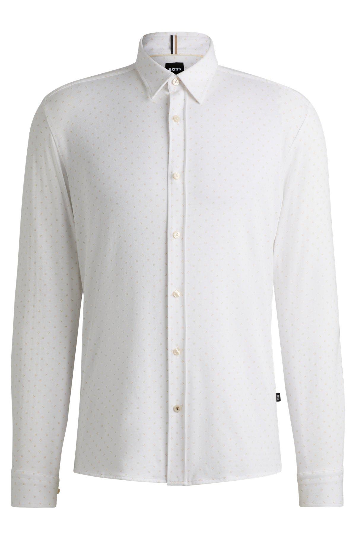 Slim-fit shirt in printed stretch-cotton jersey Product Image