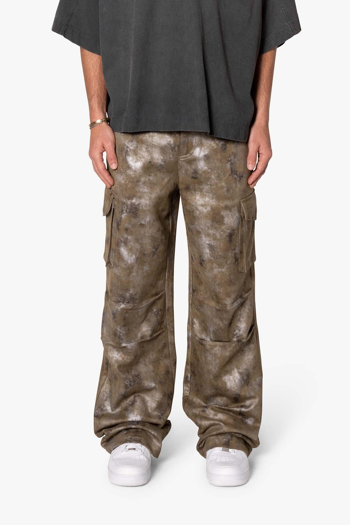 Baggy Dual Tone Sueded Cargo Pants - Olive Product Image