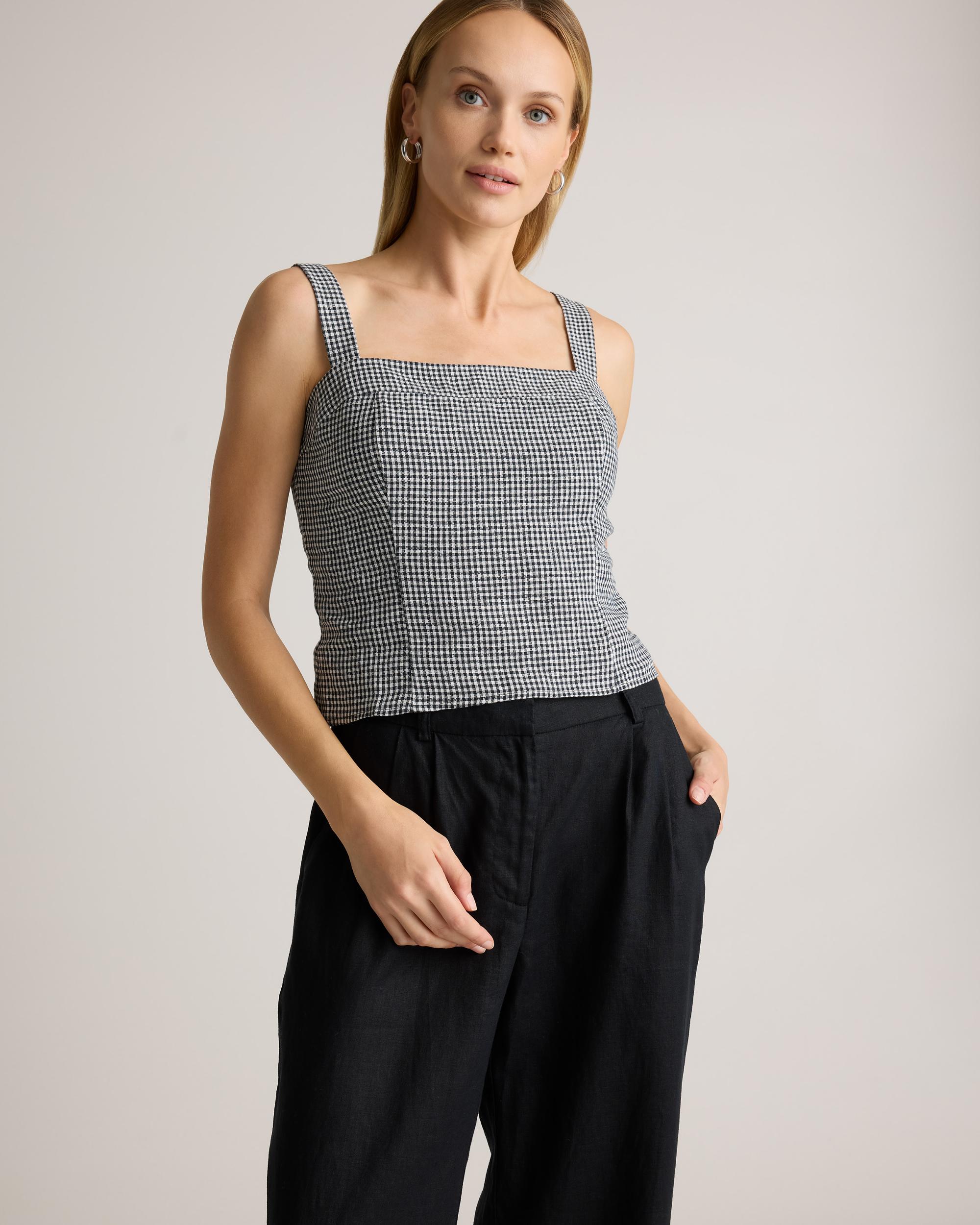 Quince | Women's 100% European Linen Fitted Tank Top Product Image