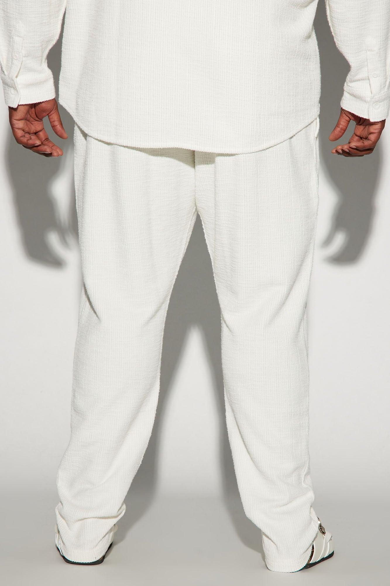 Dean Textured Slim Pants - White Product Image