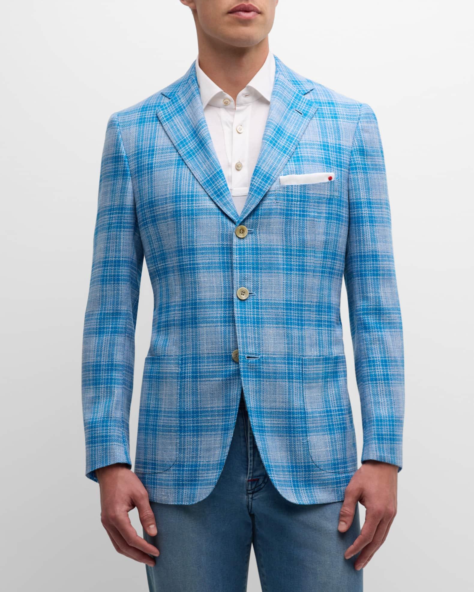 Men's Cashmere-Linen Plaid Sport Coat Product Image