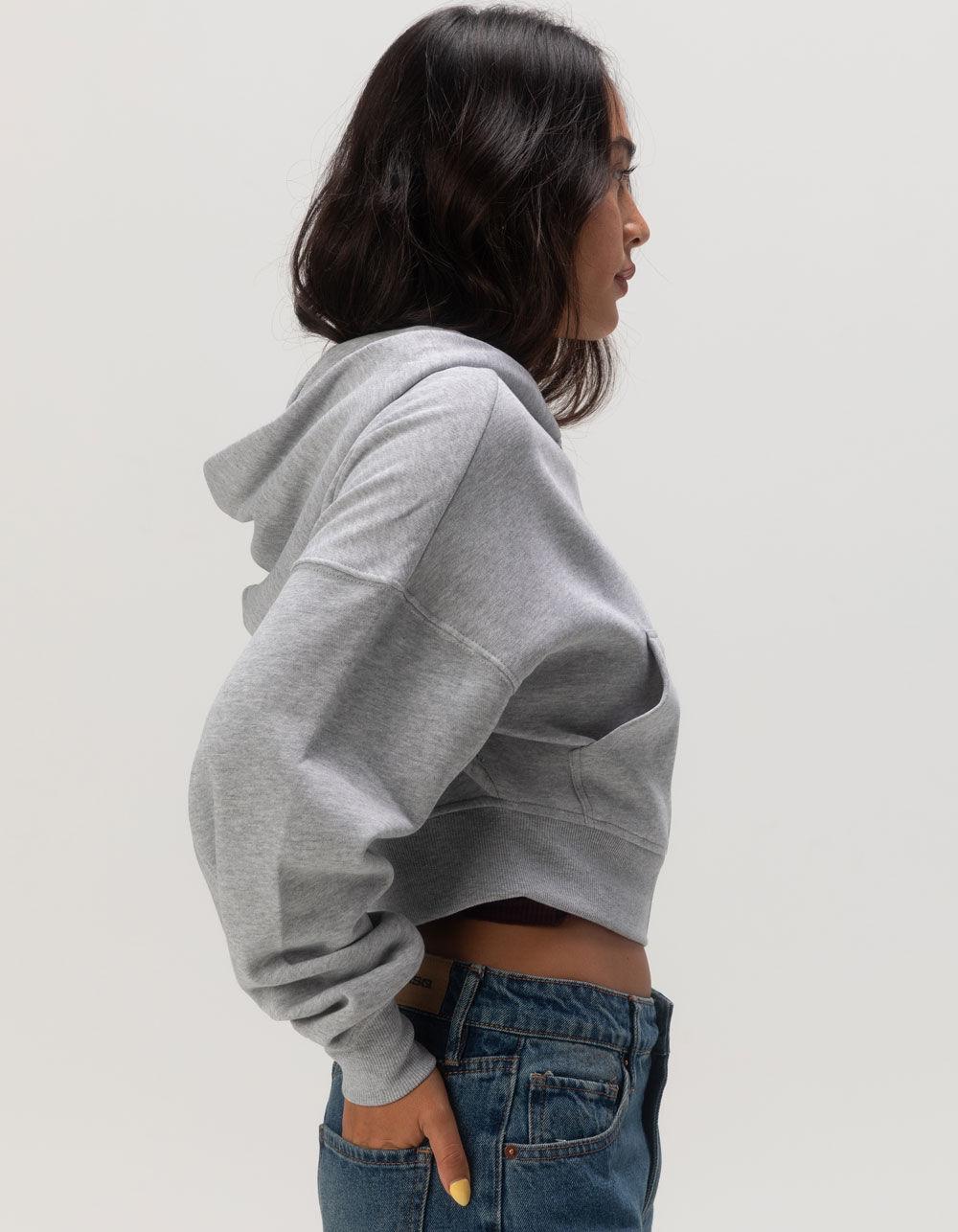 TILLYS Womens Cropped Zip-Up Hoodie - HEATHER GRAY Product Image