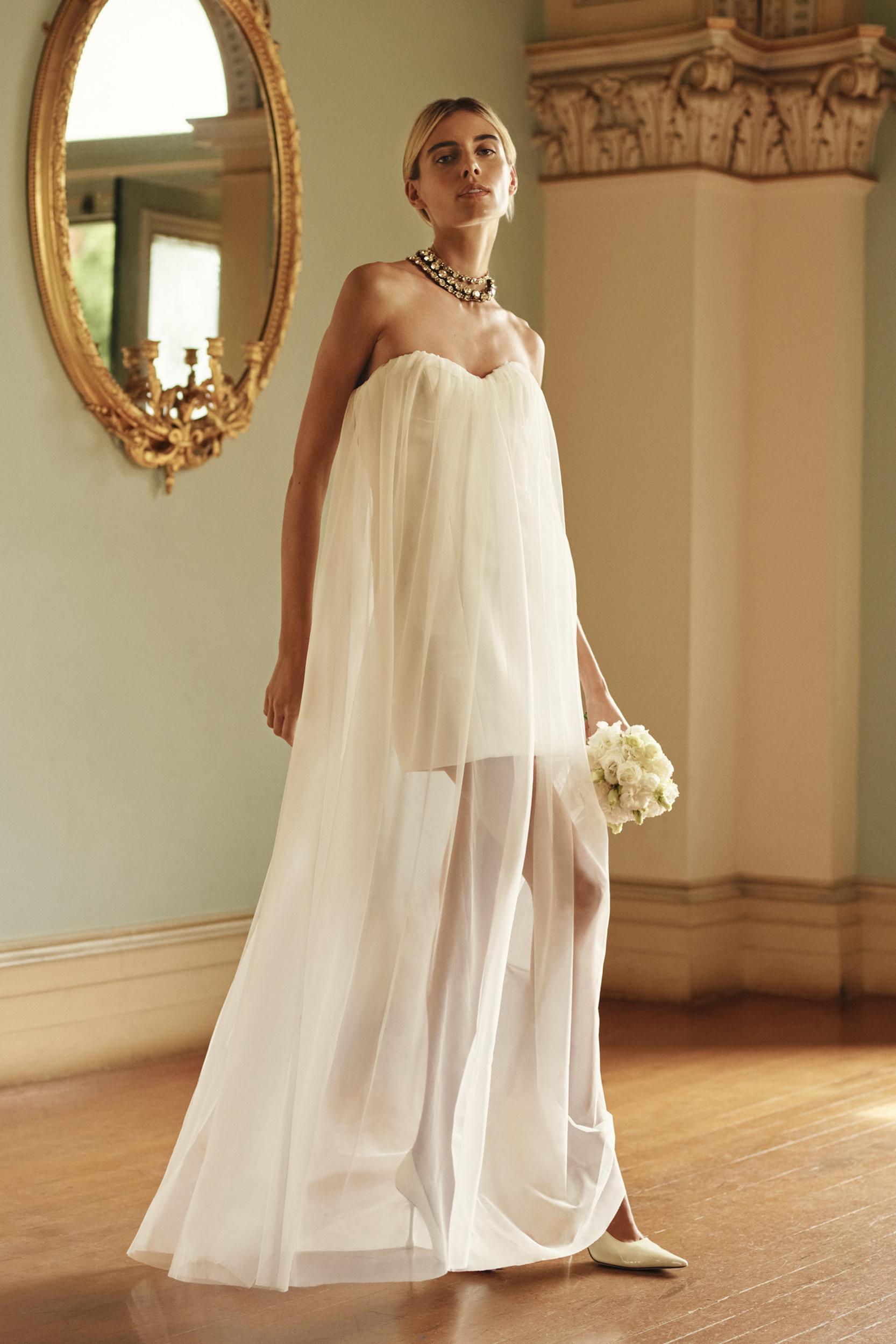 Bettany Chiffon Strapless Maxi Dress - White Product Image