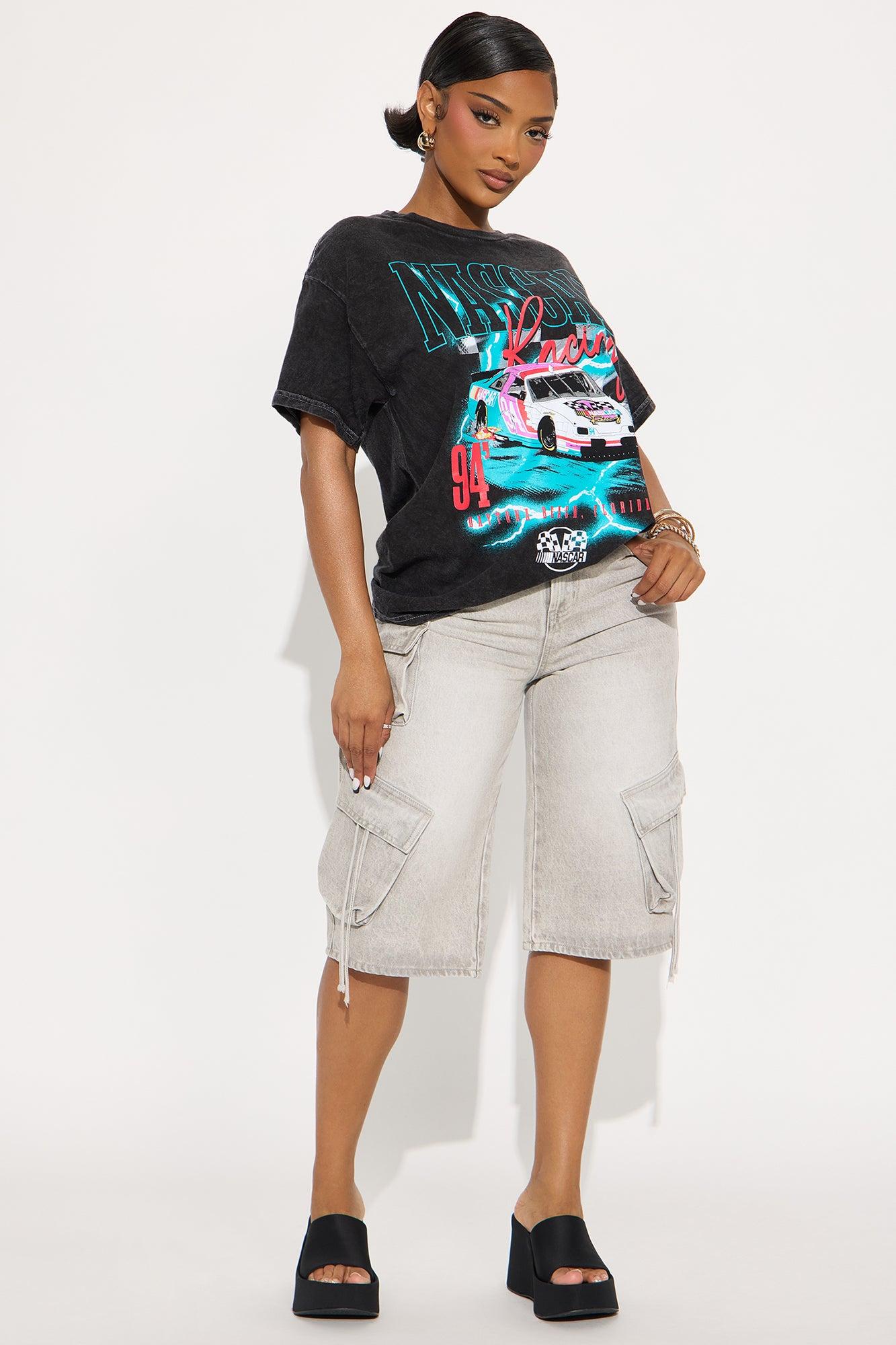 Nascar Flash Racing Washed Oversized Tee - Black Female Product Image