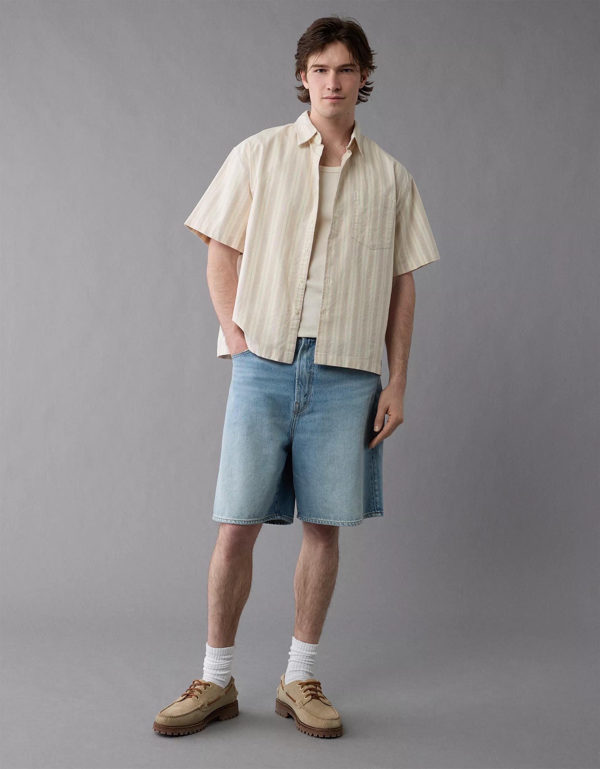 AE Poolside Striped Button-Up Shirt Product Image