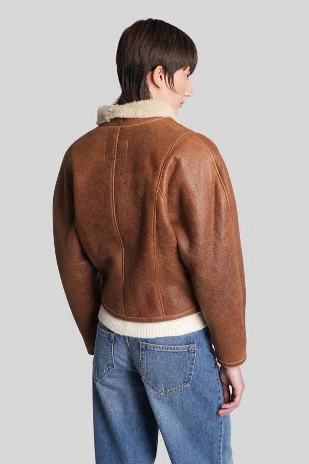 ISABEL MARANT Cropped Jacket In Smooth Lambskin In Brown Product Image