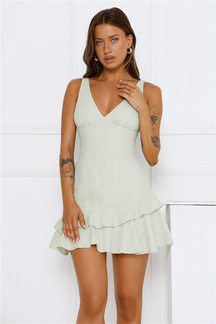 Honeyfields Mini Dress Sage Product Image