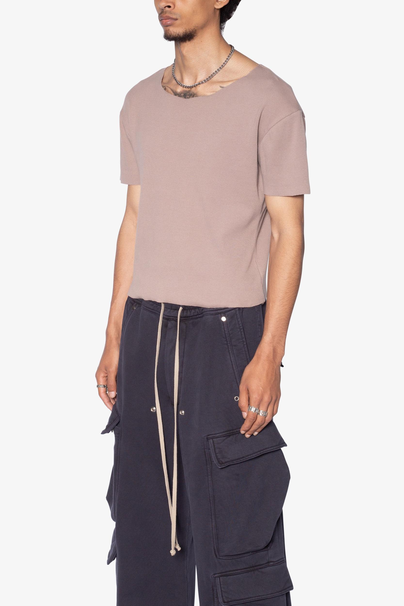 Fitted Ribbed Tee - Mauve Product Image