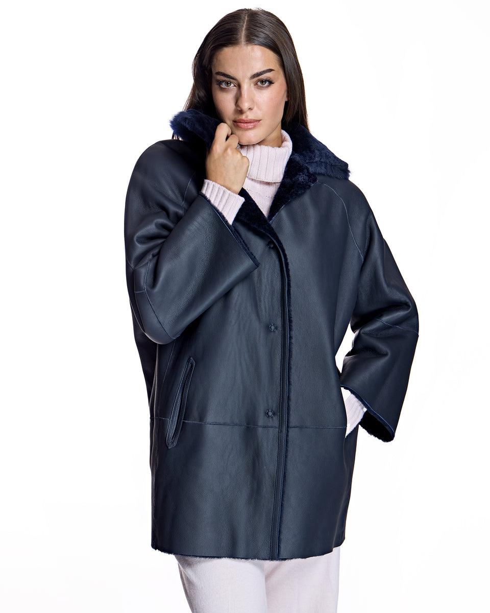 Julia & Stella by Maximilian Shearling Lamb Jacket with Dyed Toscana Lamb Collar-Maximilian Product Image