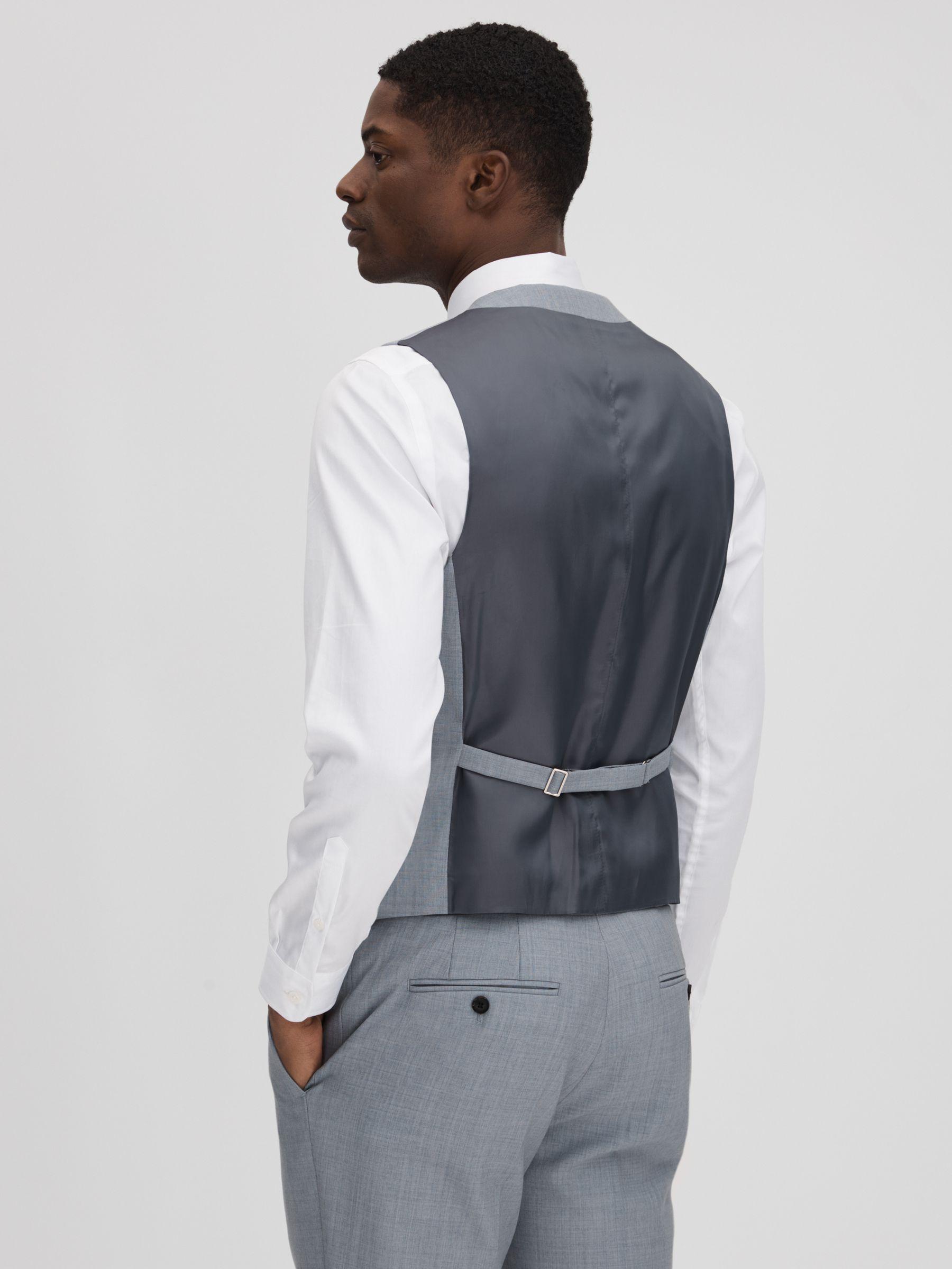 Slim Fit Wool Waistcoat in Soft Blue Product Image