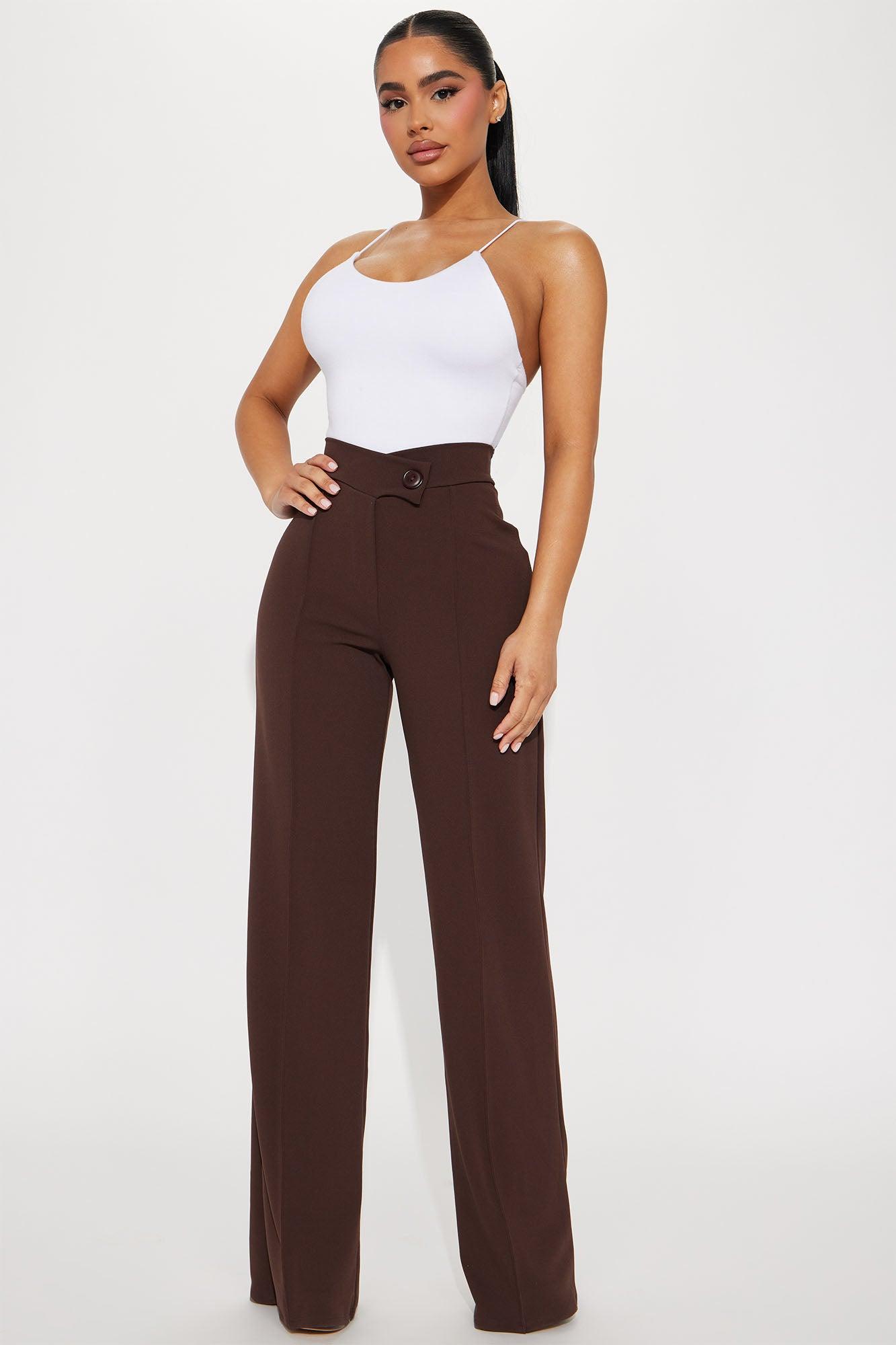 Petite Call It Even Wide Leg Dress Pants - Chocolate Product Image